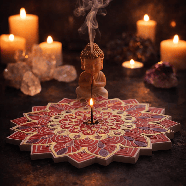 INCENSARIO  MANDALA ROJO