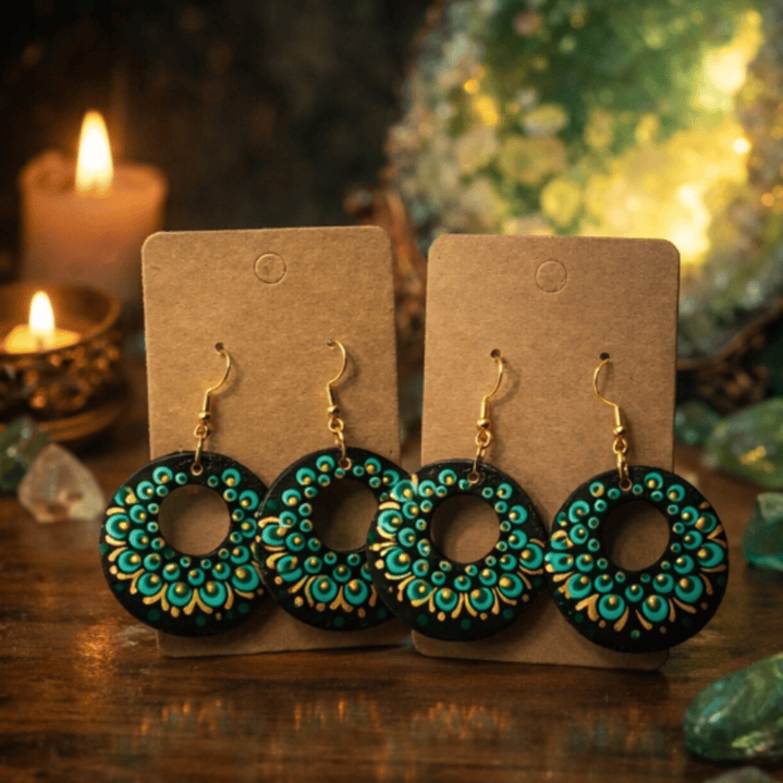 Pendientes verdes y dorado 1