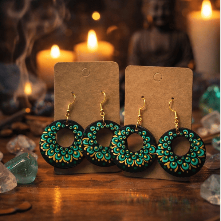 Pendientes verdes y dorado 2