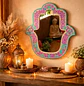 ESPEJO MANO DE FATIMA FUCSIA Y TURQUESA 40 CM  - Miniatura 1