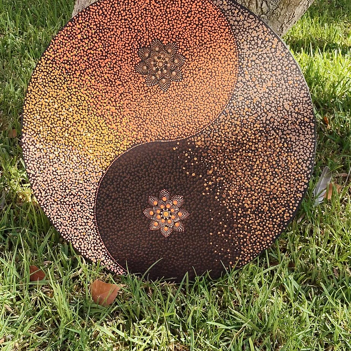 mandala ying yang marron y naranja 50 cm 2