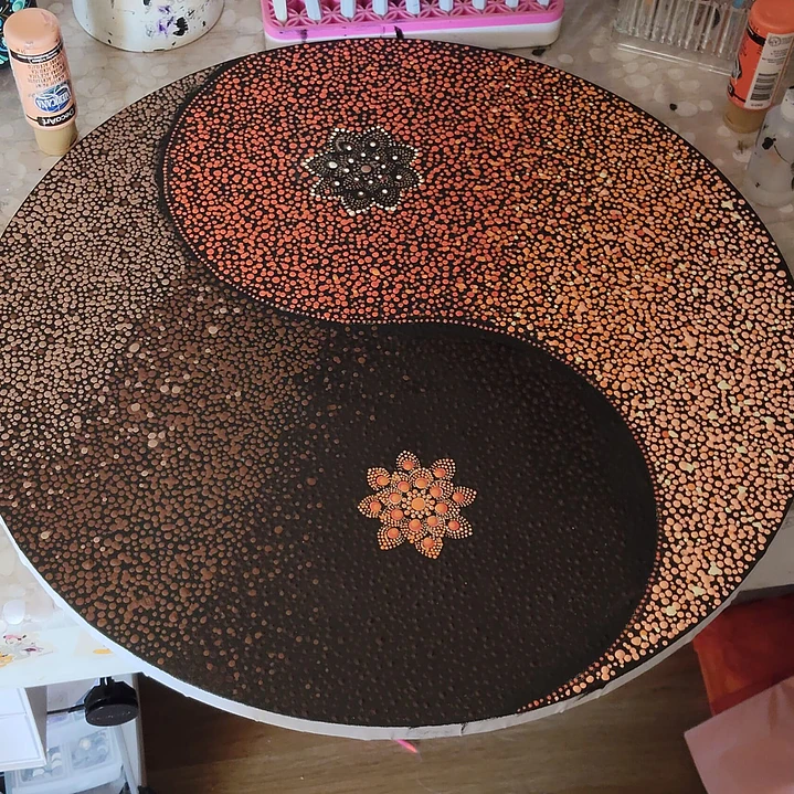 mandala ying yang marron y naranja 50 cm 4