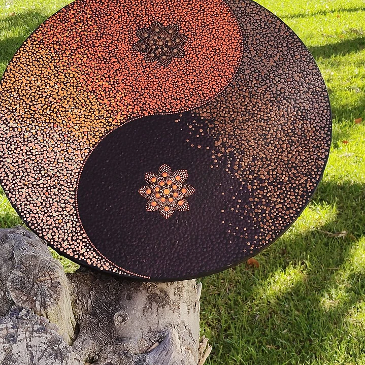 mandala ying yang marron y naranja 50 cm 1