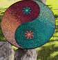 MANDALA YIN YANG VERDE Y NARANJA 50 CM - Miniatura 1