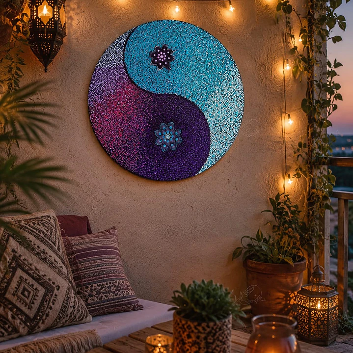 MANDALA YING YANG MORADO Y CELESTE 50 CM 2