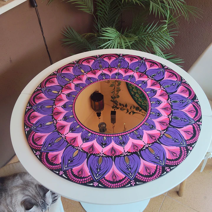 ESPEJO MANDALA MORADO Y ROSA 70 CM 4