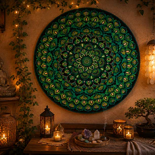 MANDALA PARED 4 CHAKRA VERDE 90 CM