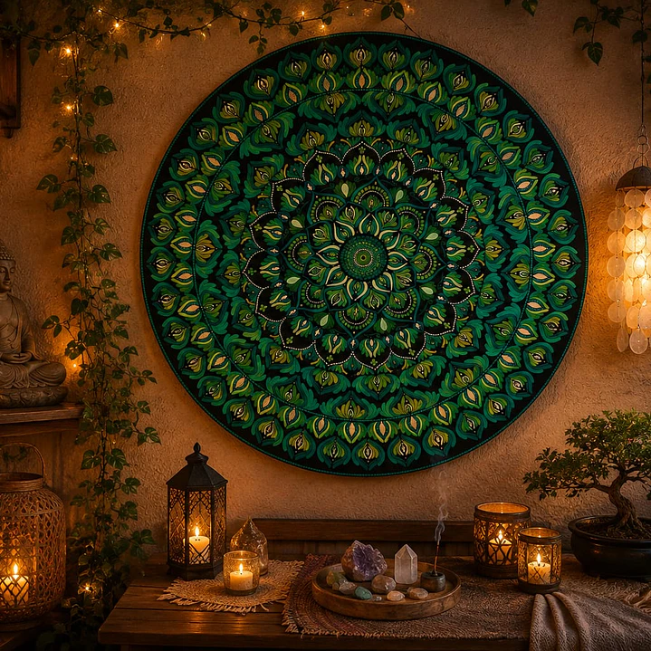 MANDALA PARED 4 CHAKRA VERDE 90 CM 1