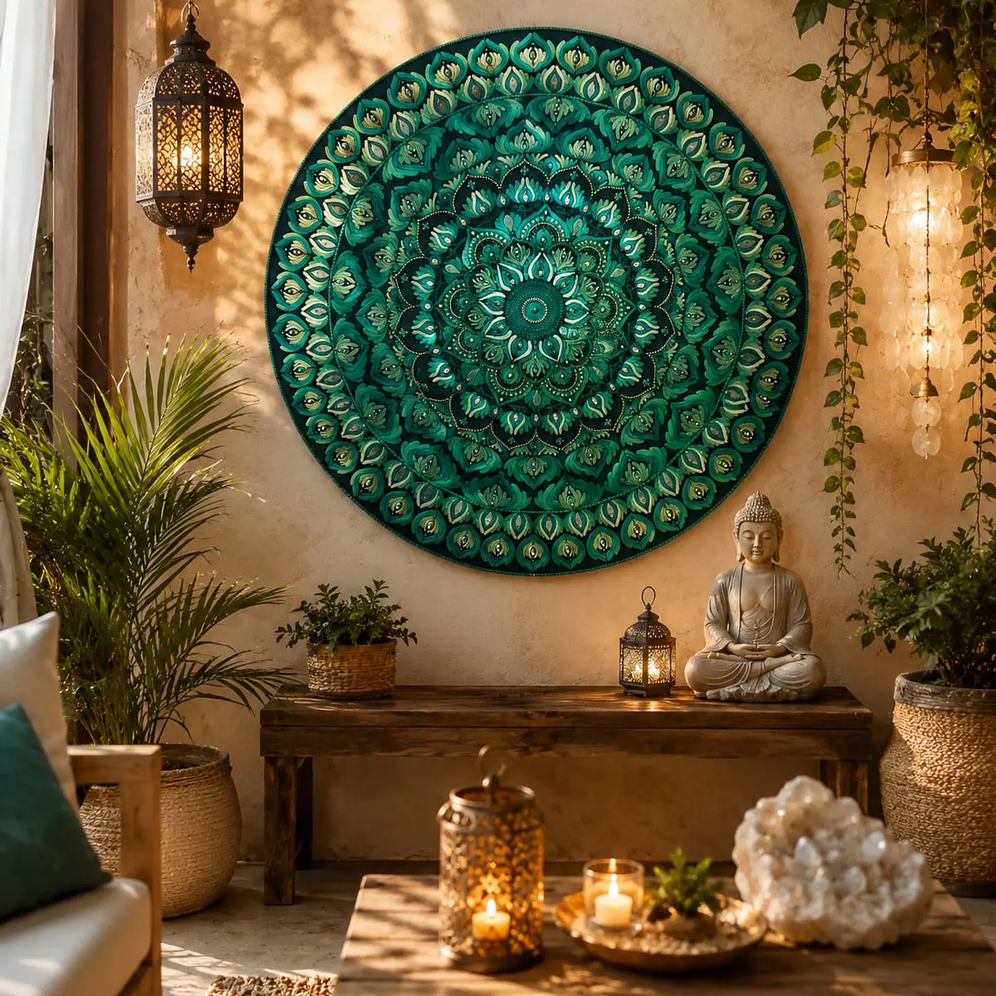 MANDALA PARED 4 CHAKRA VERDE 90 CM 3