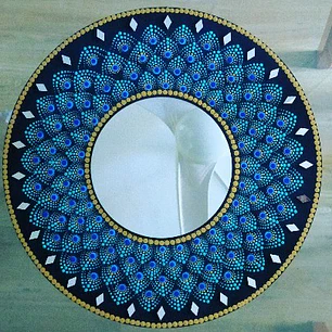 ESPEJO MANDALA PAVO REAL 45 CM