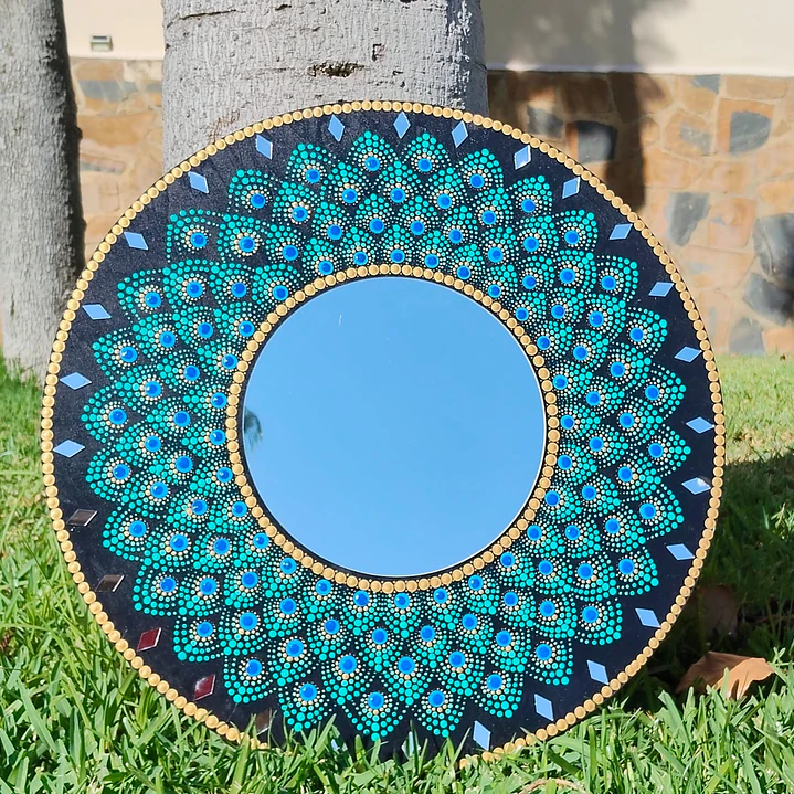 ESPEJO MANDALA PAVO REAL 45 CM 2