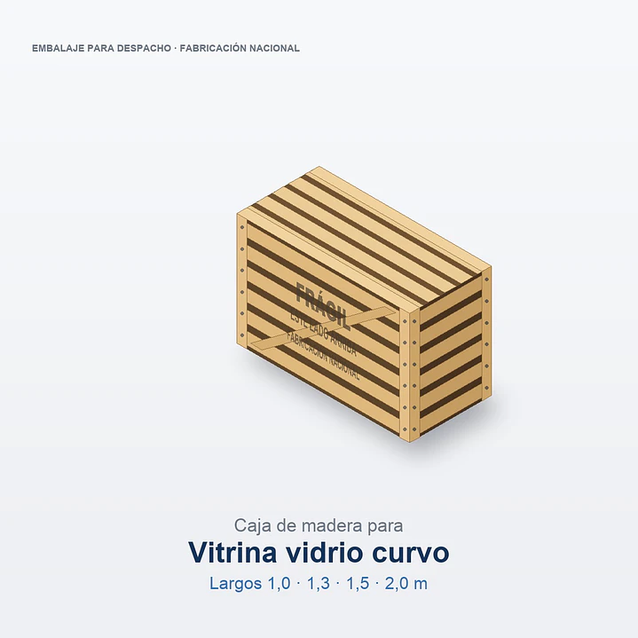 Caja de madera para vitrina vidrio curvo 1