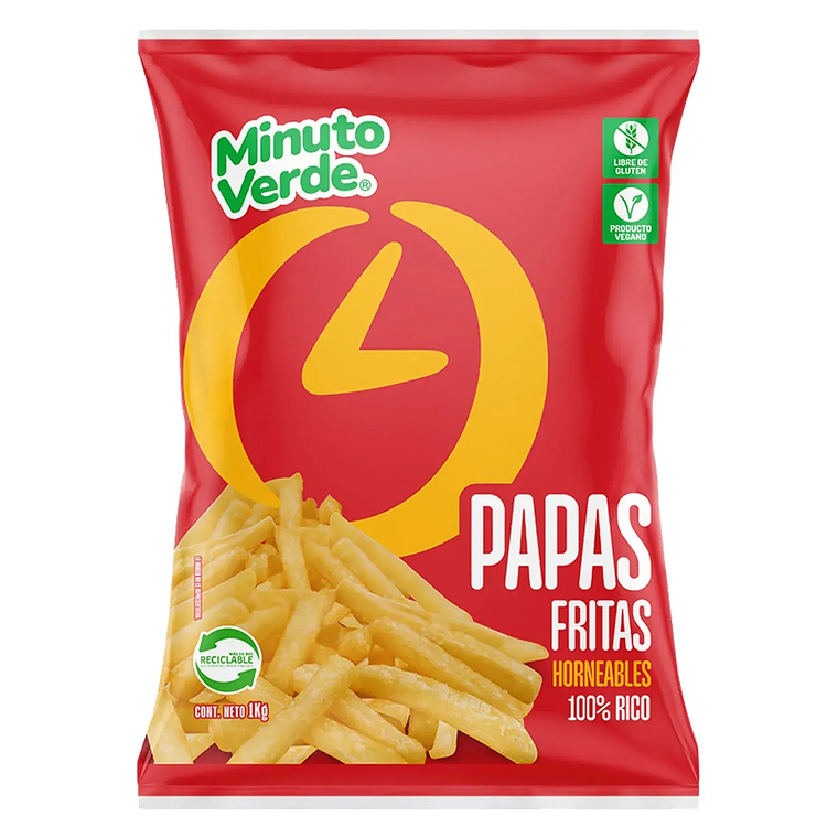 Papas Pre Fritas Tradicional 12/12 Minuto Verde 1KG 1