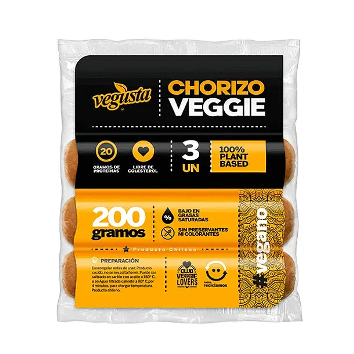 Chorizo Vegano Vegusta 3UN 200GR 1