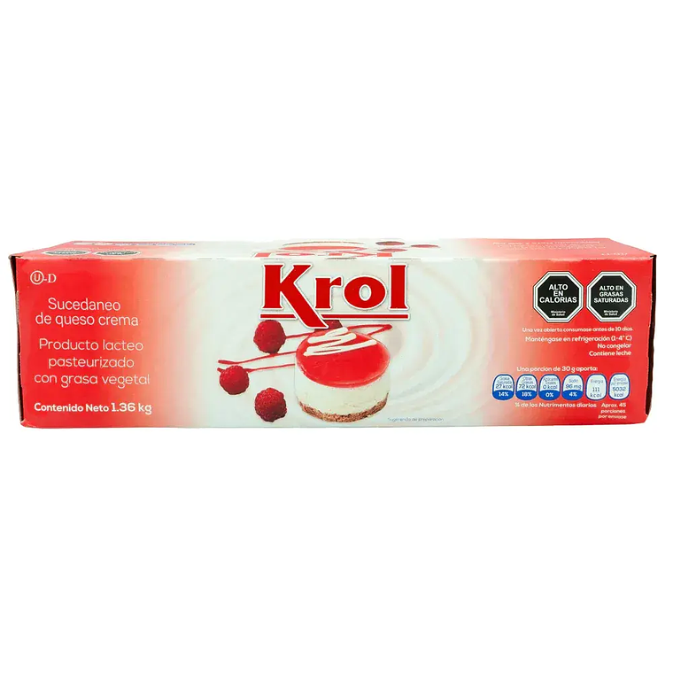 QUESO CREMA KROL 1,36 KG VEGETAL 1