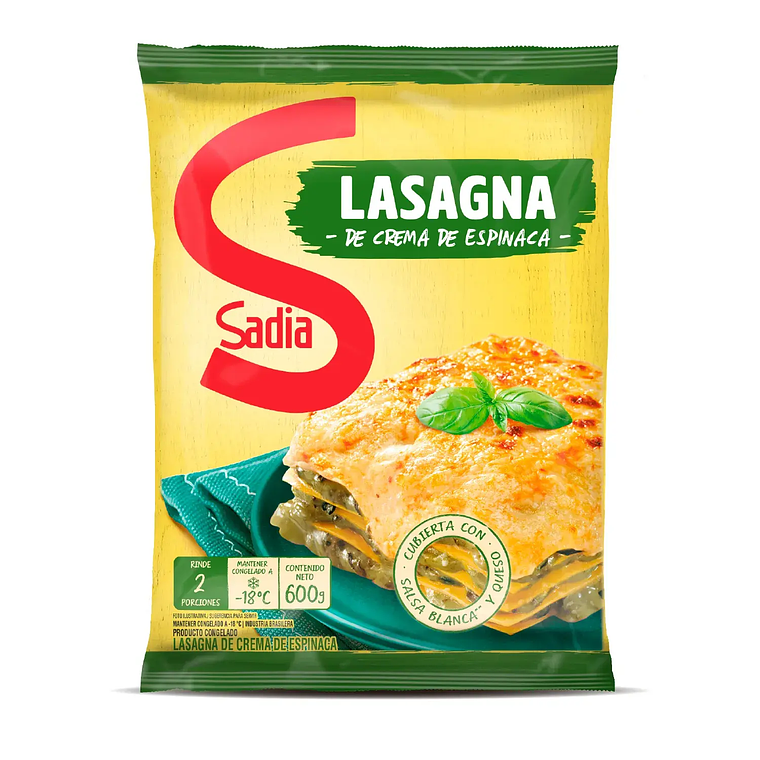 LASAGNA ESPINACA A LA CREMA SADIA 600GR 1
