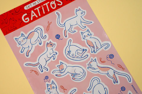 Sticker Gatitos Rosa