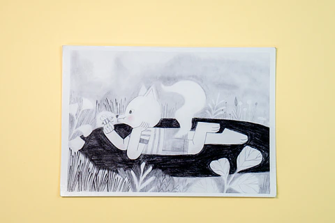 Postal - Lobo y abeja 2