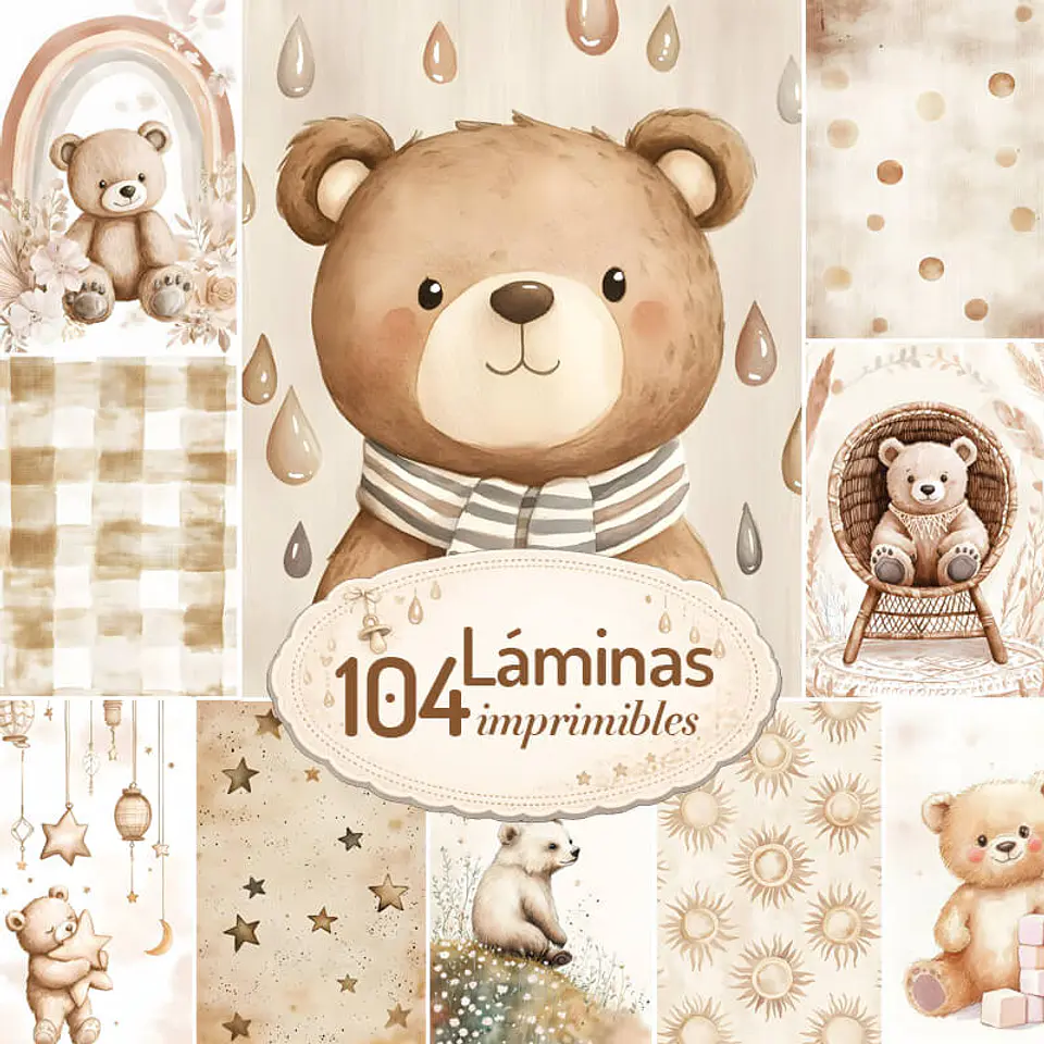 Pack 104 Láminas Imprimibles de Ositos Infantiles 1