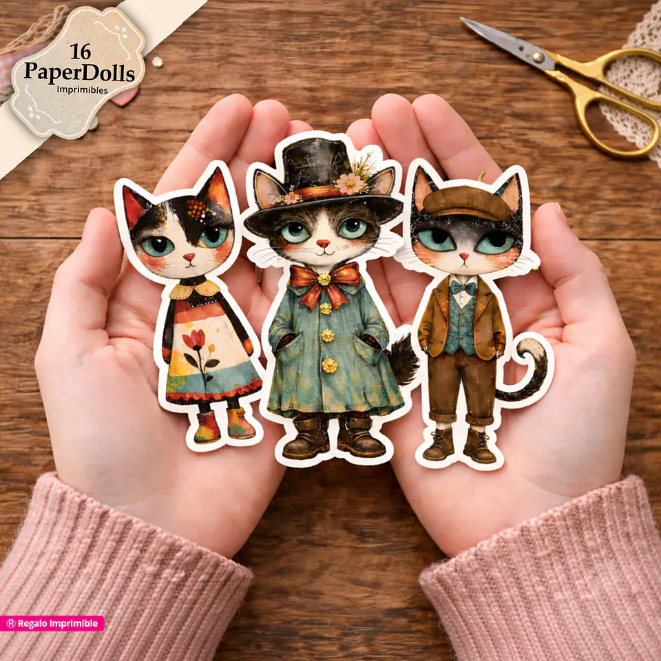 16 Gatitos Vintage Recortables ✂️ 1