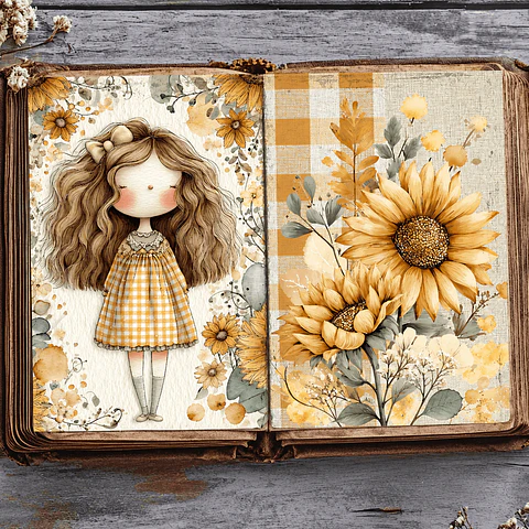 🌻 Girasoles Floreciendo | 62 Páginas ScrapBooking