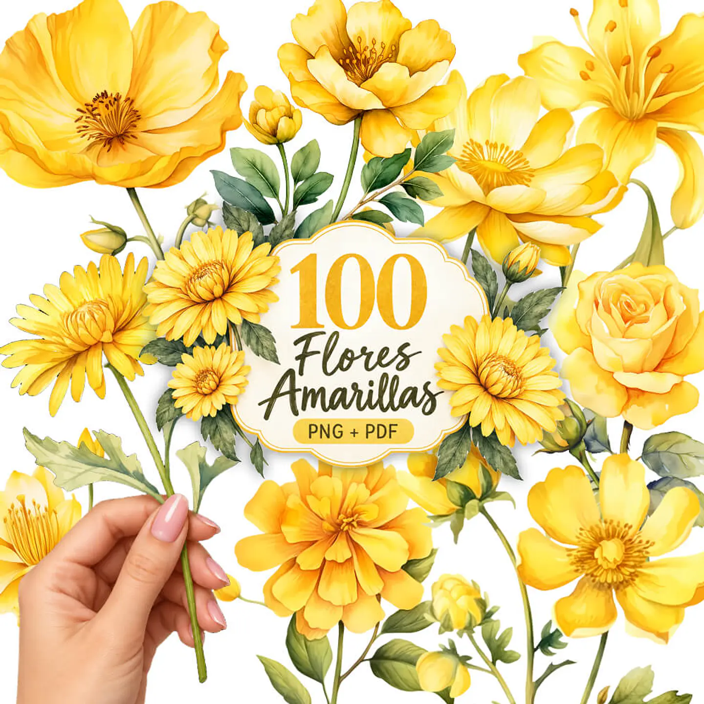 Pack 100 Flores Amarillas imprimibles 1