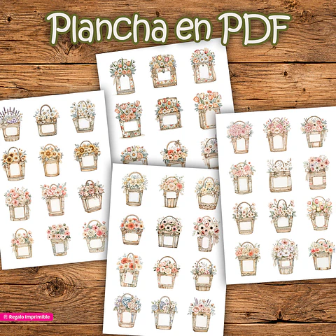 🌼 Kit 48 Floreros Scrap Imprimibles