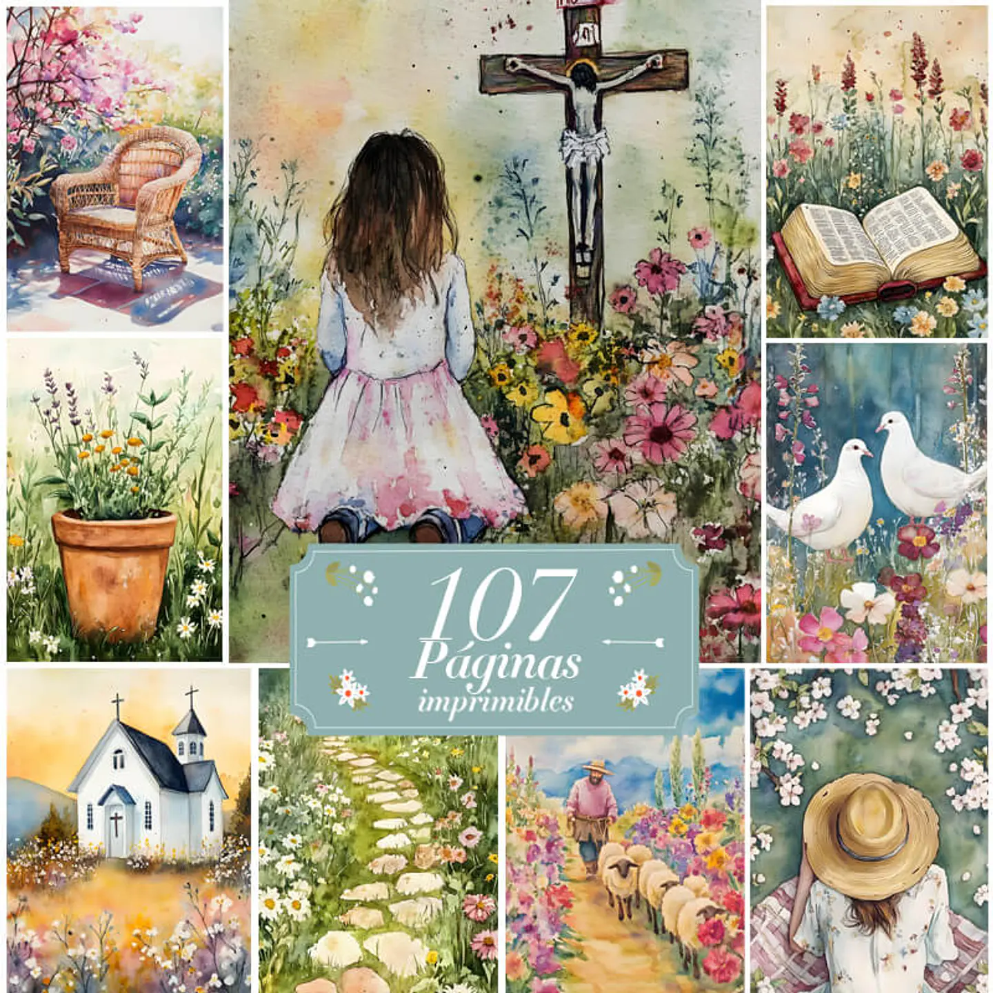 Pack 107 Láminas paisajes cristianos Imprimibles 1