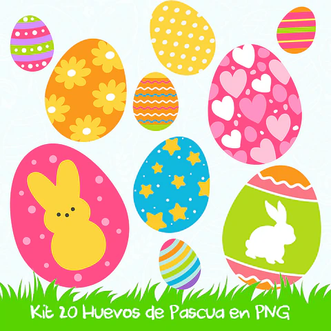 Kit 20 Huevos de Pascua imprimibles