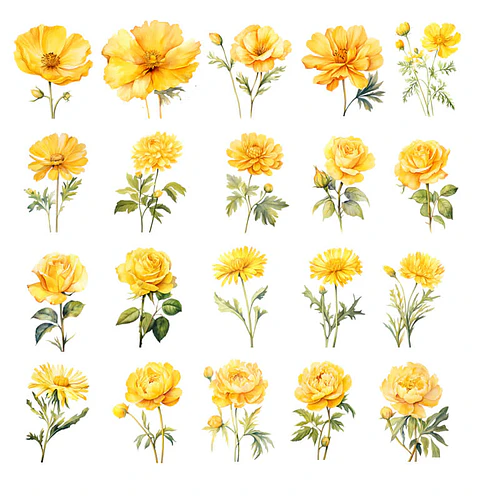 Pack 100 Flores Amarillas imprimibles