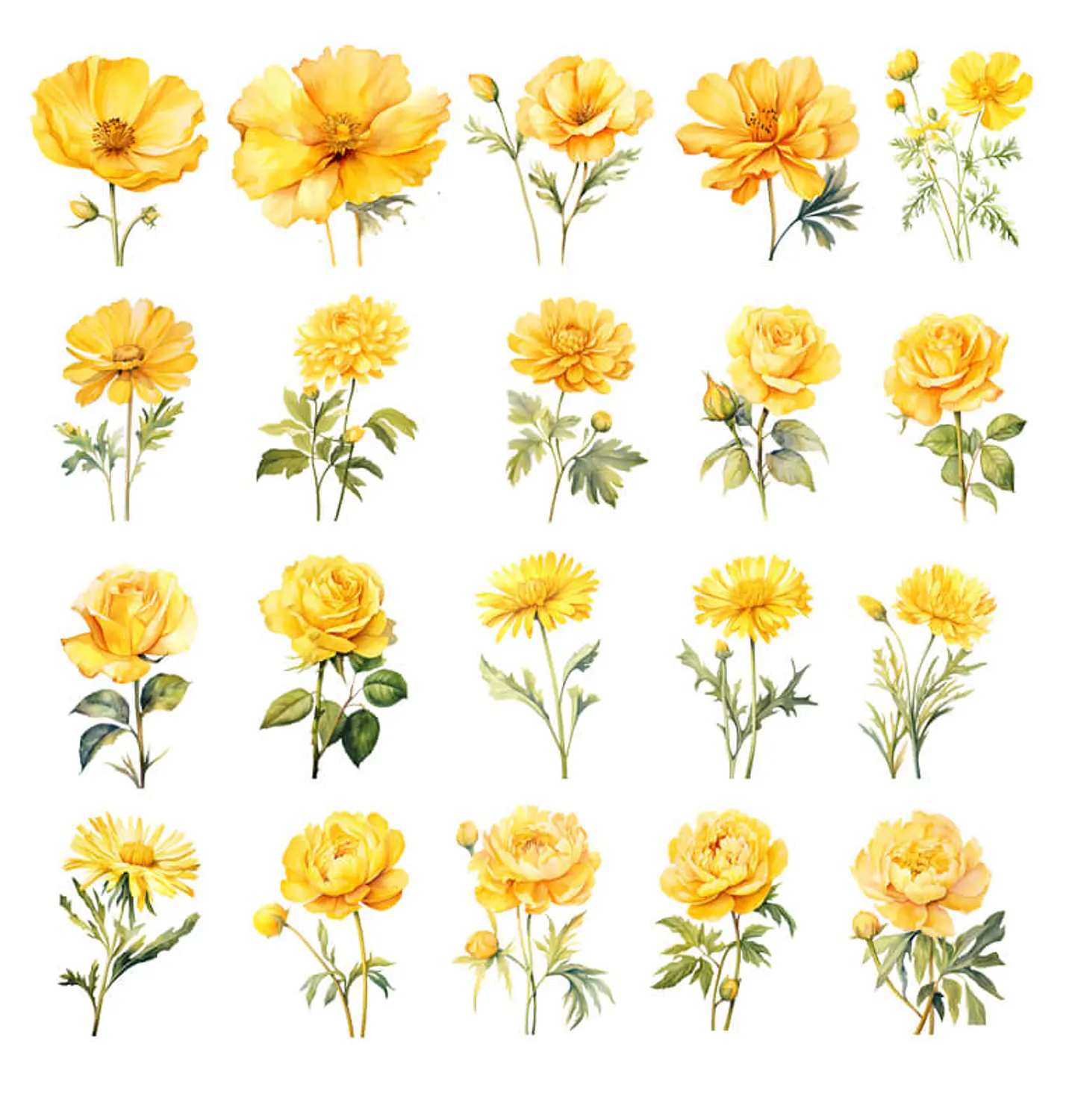 Pack 100 Flores Amarillas imprimibles 2