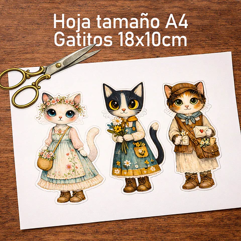 16 Gatitos Vintage Recortables ✂️