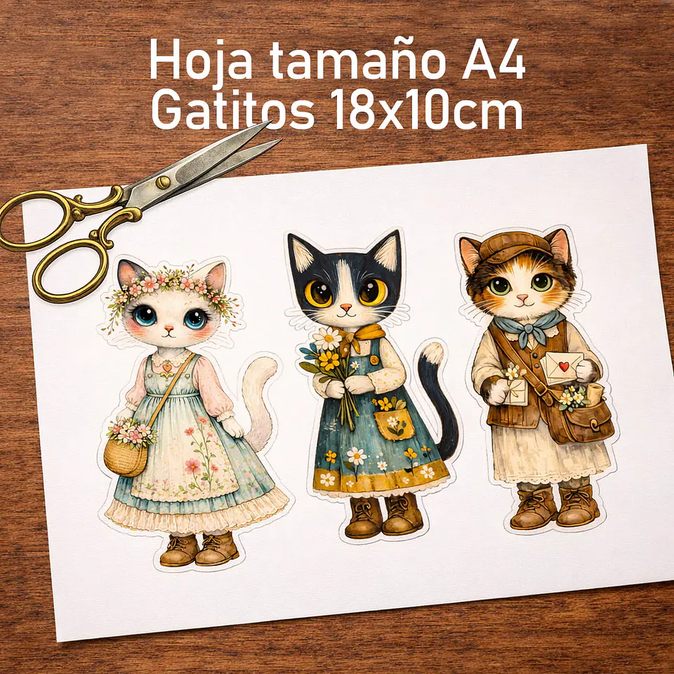 16 Gatitos Vintage Recortables ✂️ 2