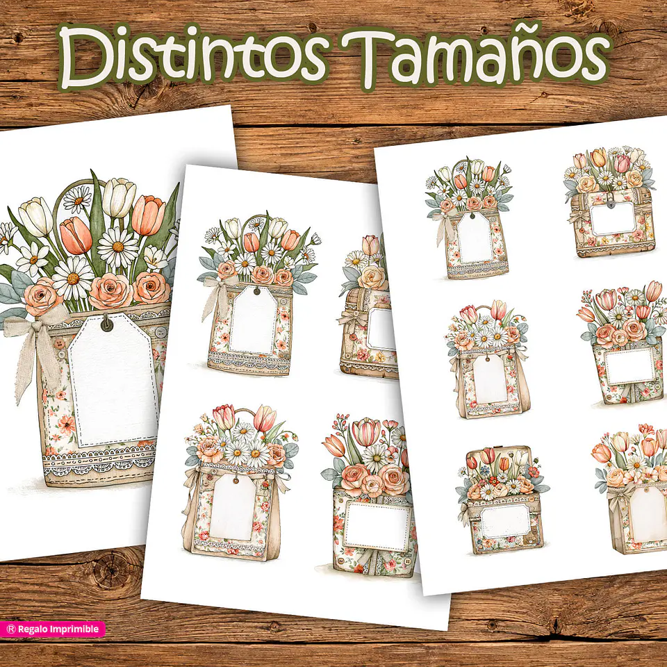 🌼 Kit 48 Floreros Scrap Imprimibles 3
