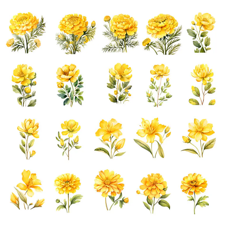 Pack 100 Flores Amarillas imprimibles 3
