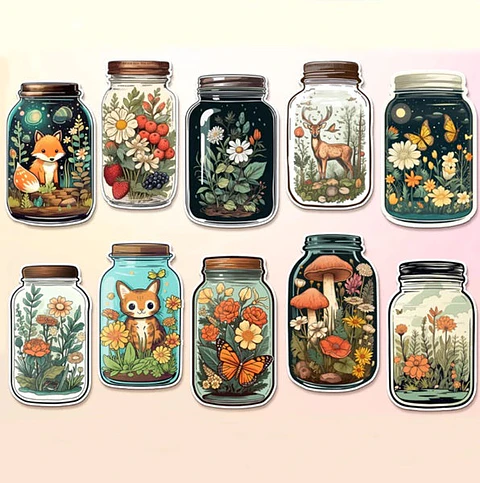 30 Stickers Frascos Imprimibles