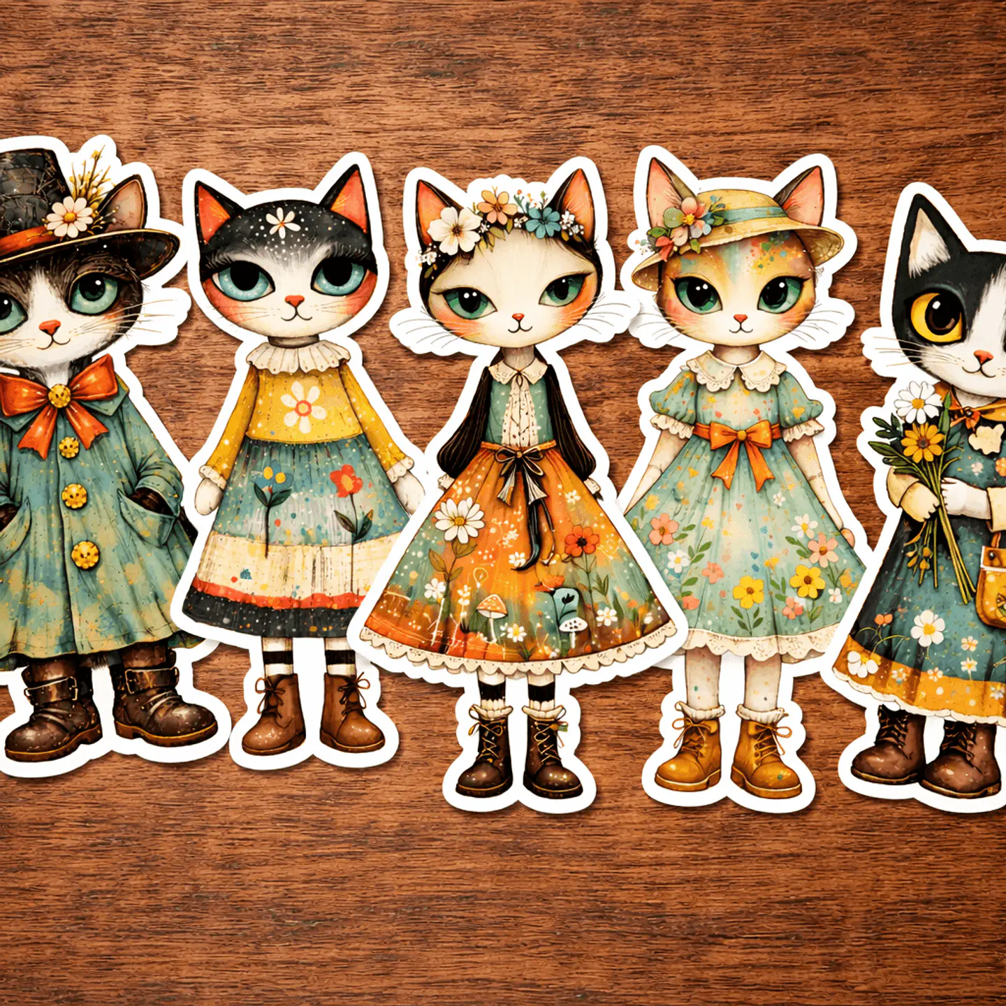 16 Gatitos Vintage Recortables ✂️ 3