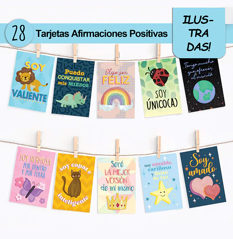 28 Tarjetas de Afirmaciones Ilustradas Imprimibles