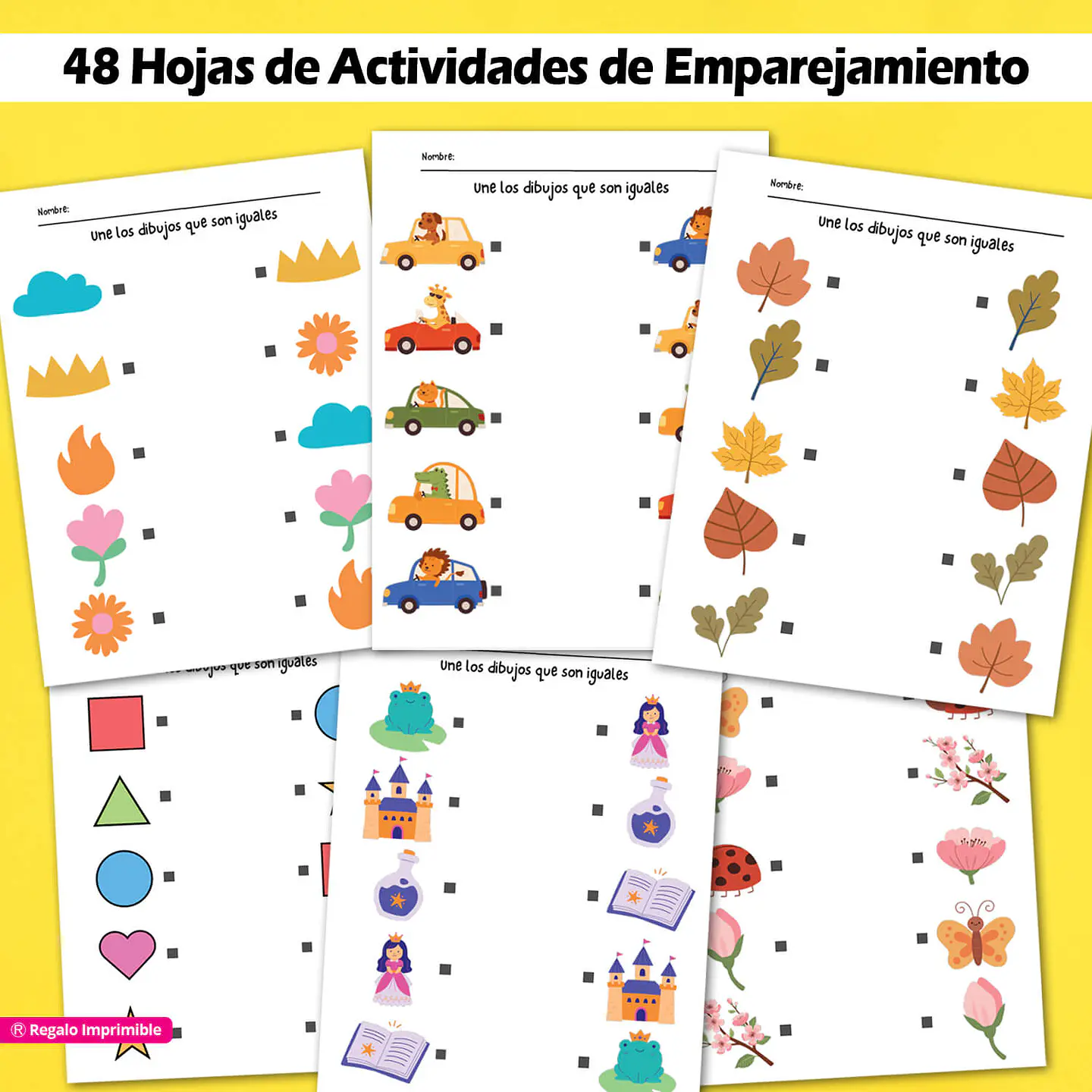 Pack 48 Hojas de Actividades de Emparejamiento - Nivel Inicial y Jardín 1