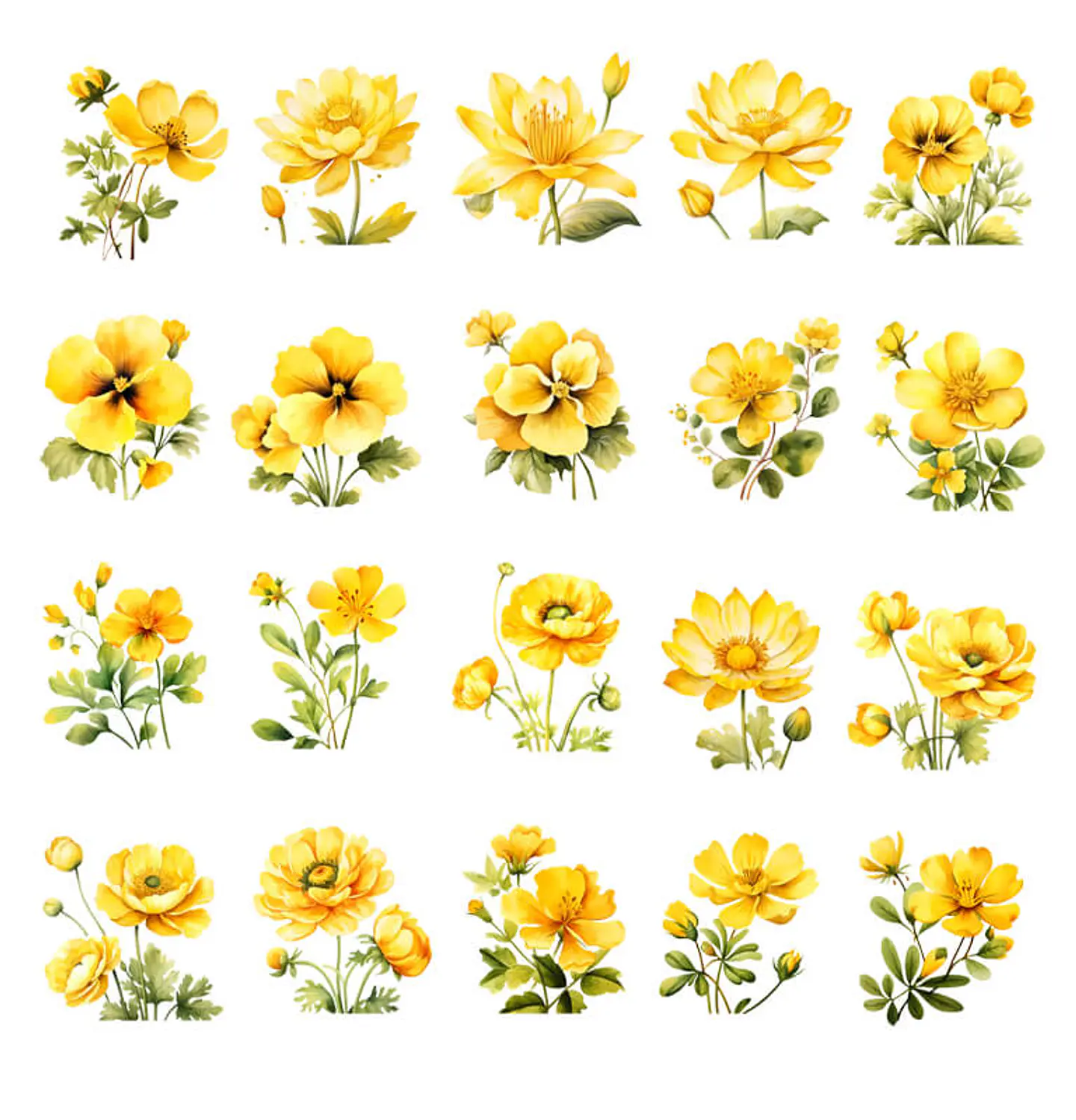 Pack 100 Flores Amarillas imprimibles 4