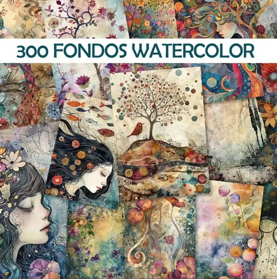 Mega Pack 300 Láminas estilo watercolor imprimibles 1