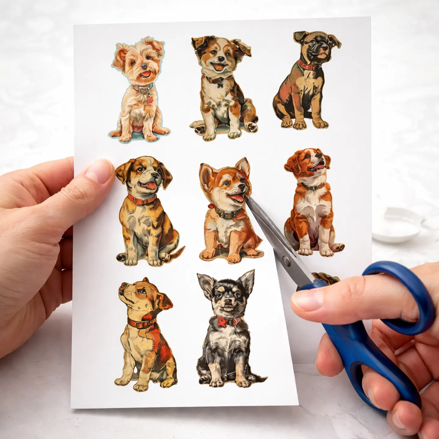 Plancha de 27 Stickers Perritos Vintage 2