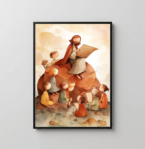 Cuadro Imprimible: Jesús enseñando a los niños