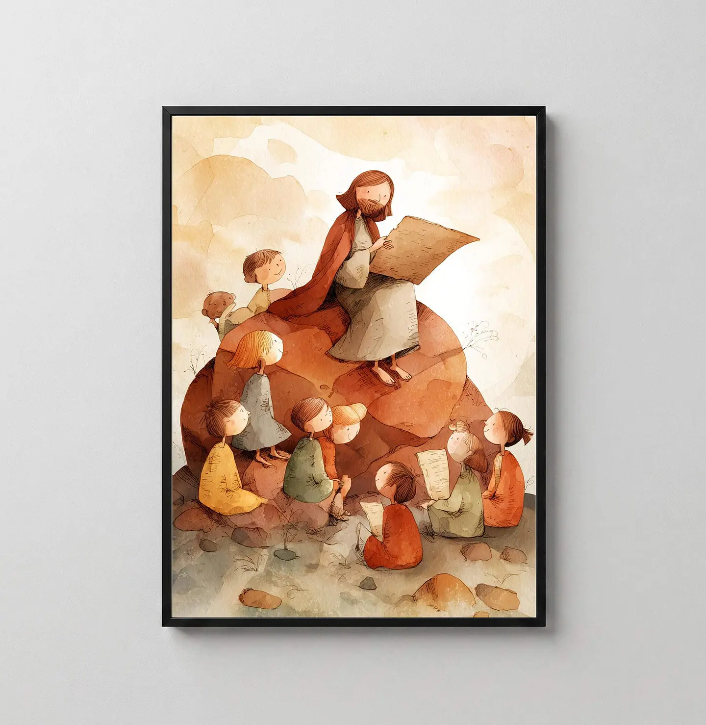 Cuadro Imprimible: Jesús enseñando a los niños 1