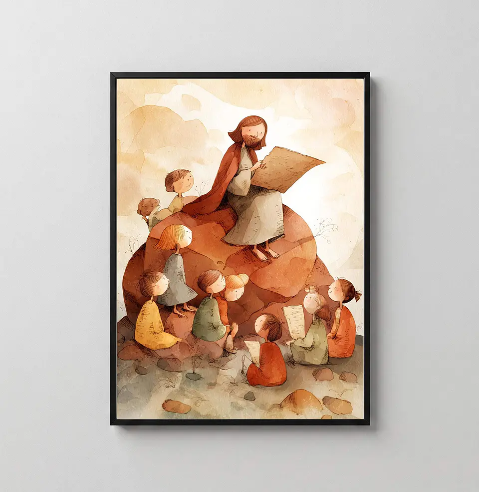 Cuadro Imprimible: Jesús enseñando a los niños 1