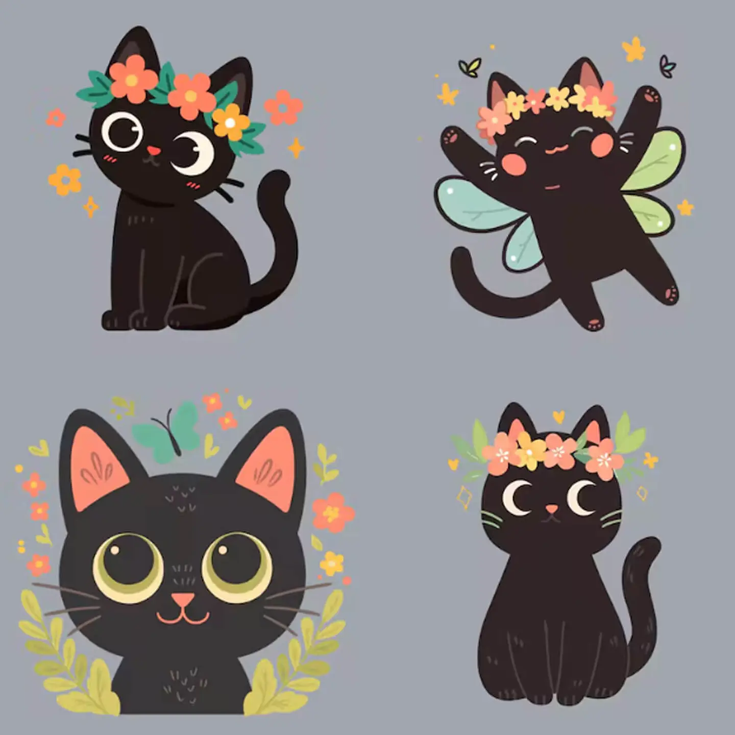 30 Stickers de Gatitos Primavera Imprimibles 2
