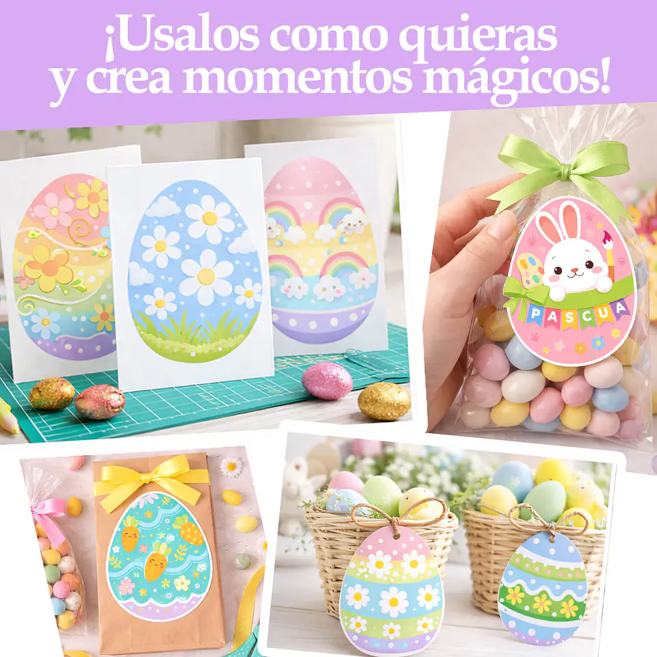Kit creativo Huevos de Pascua color pastel imprimibles 2