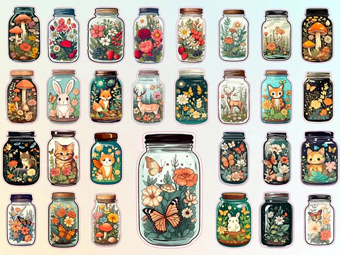 30 Stickers Frascos Imprimibles