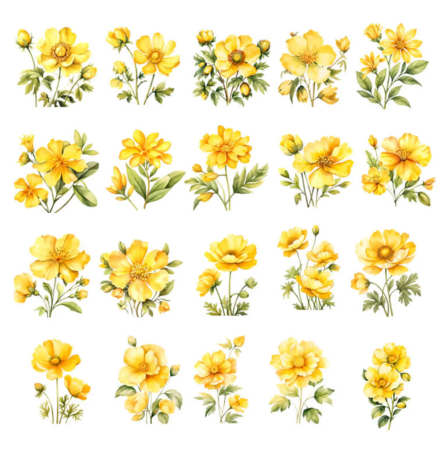 Pack 100 Flores Amarillas imprimibles 5