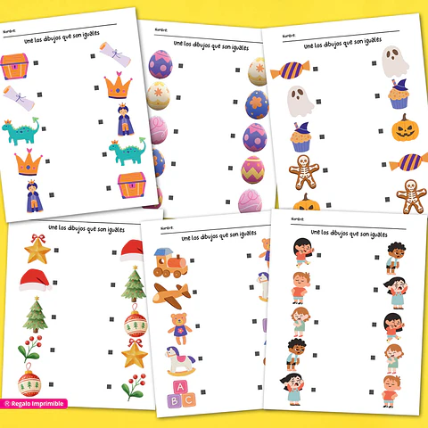 Pack 48 Hojas de Actividades de Emparejamiento - Nivel Inicial y Jardín